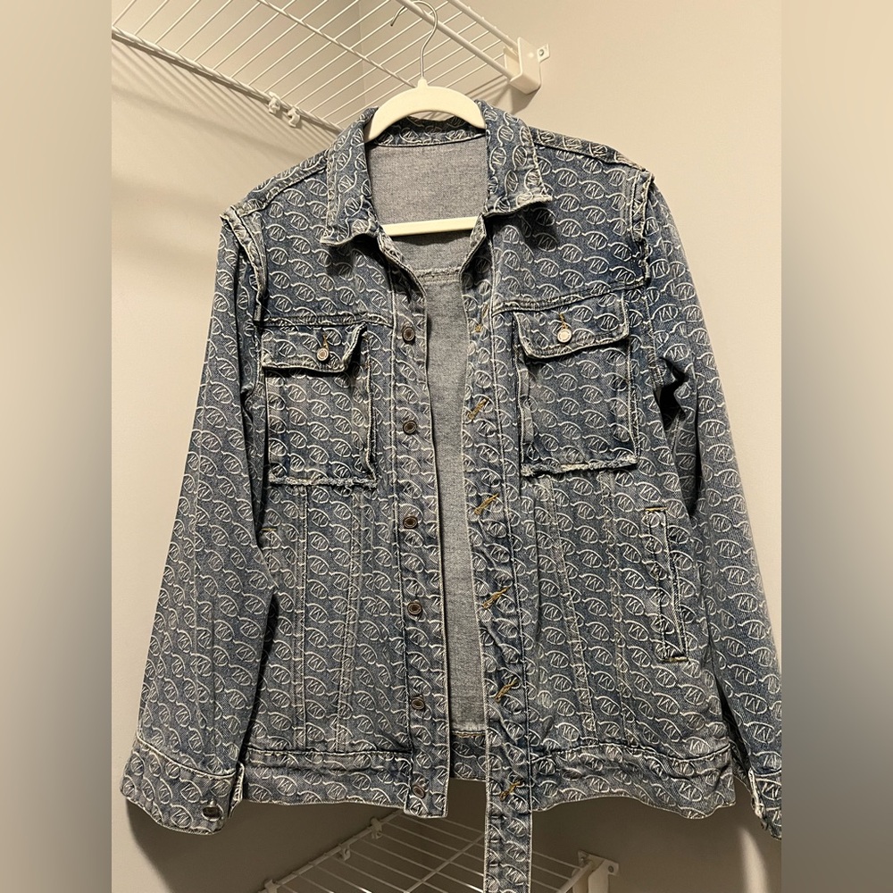 Blue Patterned Denim Jacket - Picture 2 of 7